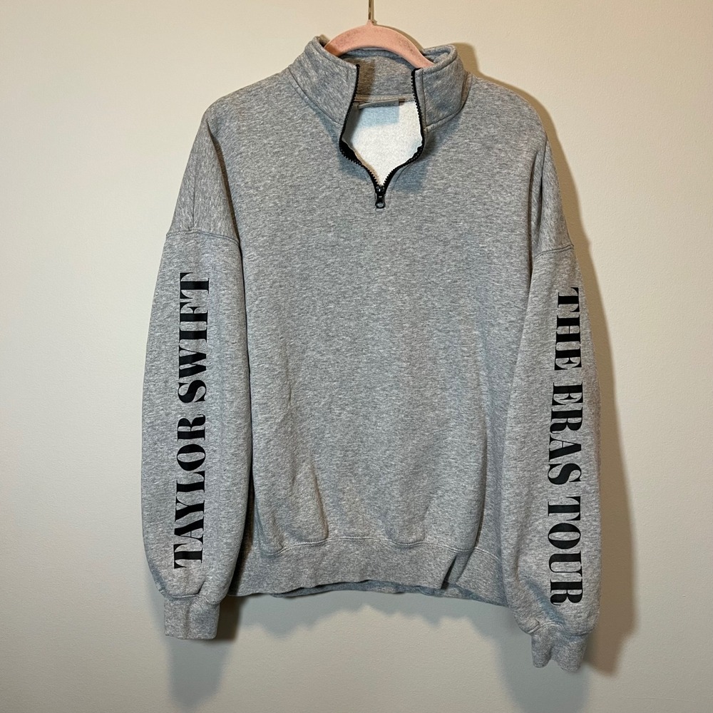 Taylor Swift The Eras Tour Quarter Zip Pullover Gray Medium Concert Merch